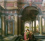 Palace Courtyard with Figures by Dirck van Delen